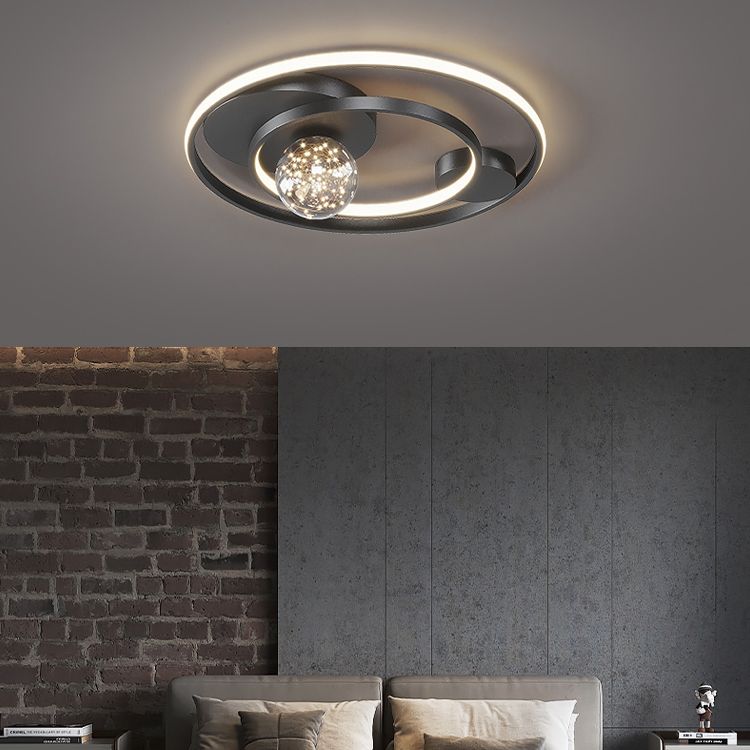 Round Shade 3-Lights Modern Style Flush Mount Ceiling Lighting Fixture for Living Room Bedroom