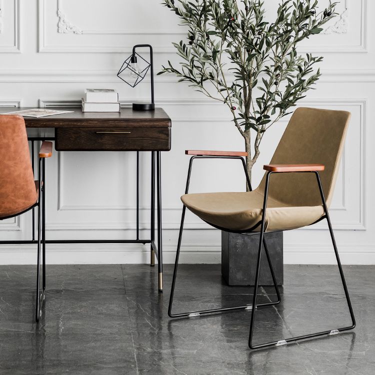 Chaises de salle à manger de style nordique, bras de cuisine, chaises latérales de salle à manger avec pieds en métal