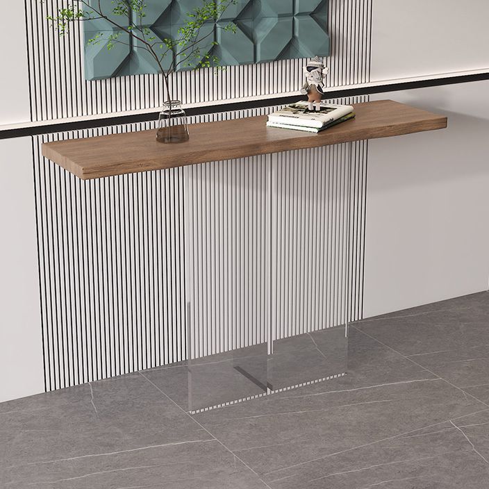 Solid Wood Console Table 31.5" Tall Rectangle End Table with Acrylic Leg