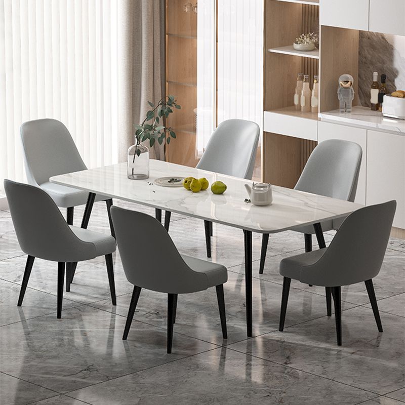 Industrial Iron Legs Dining Table Rectangle Stone Dining Table for Kitchen