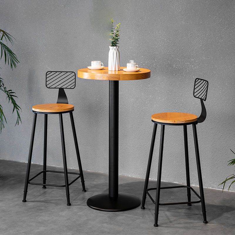 Industrial 1/2/3 Pieces Round Bar Table Set Solid Wood Bistro Set