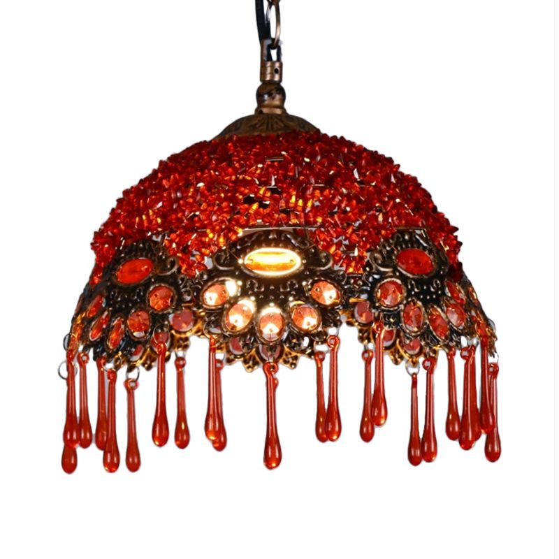1-leichte Metall Deckenlampe Traditionelle rote Kuppel in Form des Restaurants Hanging Leuchte