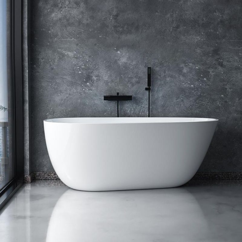 Modern Acrylic Bathtub Freestanding Soaking Bathtub with Drain Bathtub and Overflow Hole