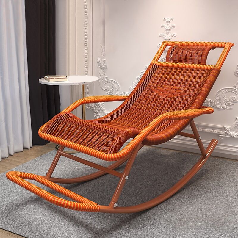 Traditional Indoor Recliner Chair Wicker Rocking Chair  Woven Rattan