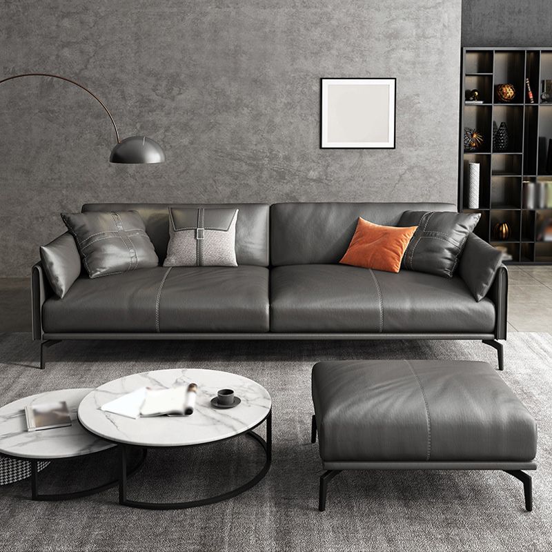 Modern Style Cushioned Armrest Padded Leather & Imitation Leather Sofa