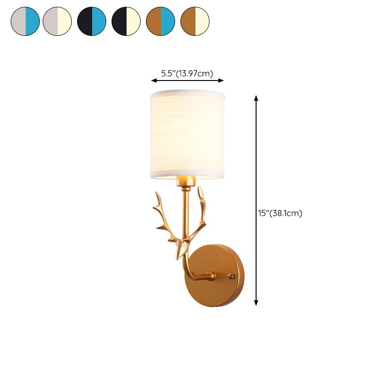 Modern Style Cylinder Shape Wall Light Fabric 1 Light Sconces for Bedroom