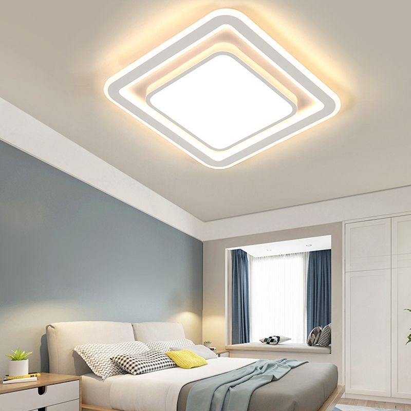 Plafonnier encastré de forme géométrique en métal, éclairage encastré moderne à 1 lumière en blanc