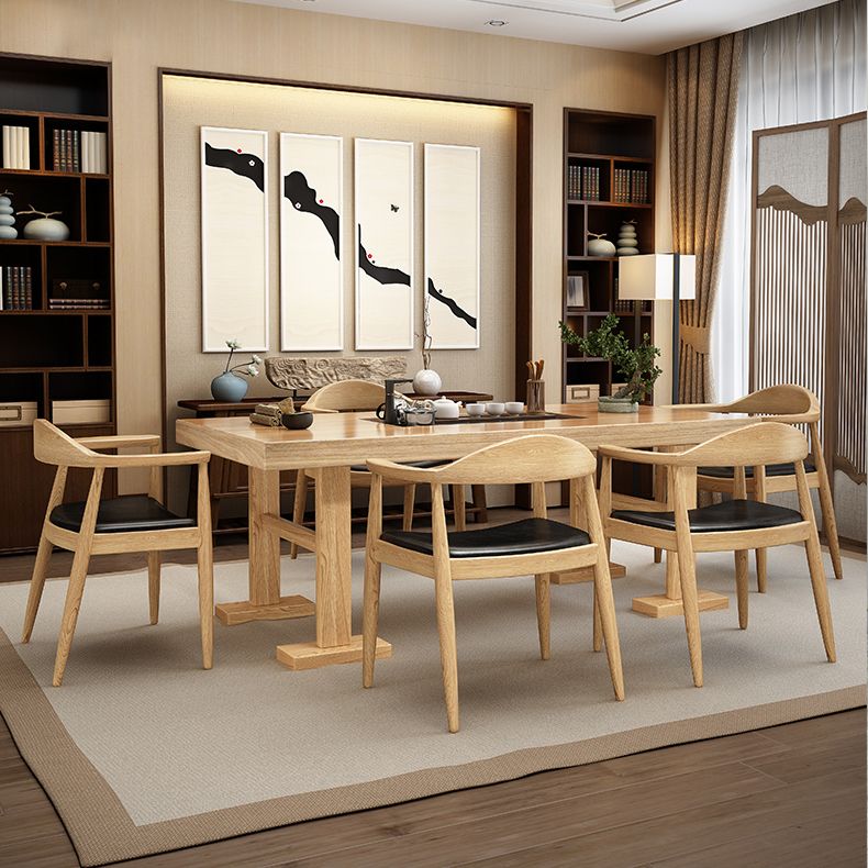 Silla de madera de fresno de estilo tradicional, juego de sillas de comedor de cocina con brazo trasero abierto