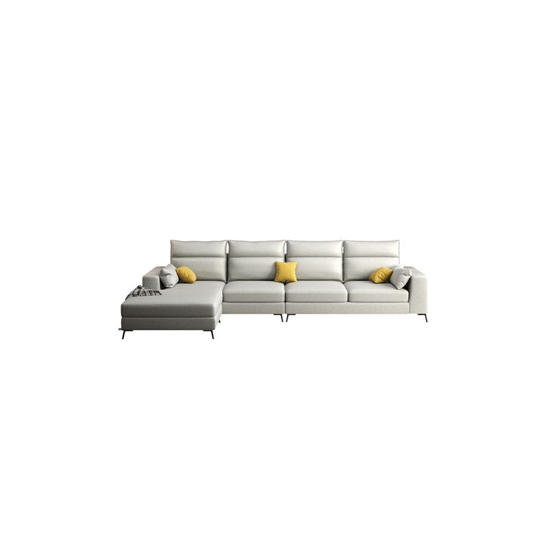 Faux Leather L-Shape Sectional with Pillow Back for Four People
