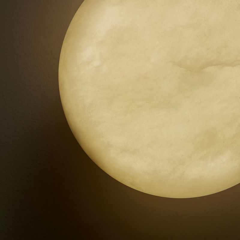 LED Wall Lamp Modern Round Wall Mount Lamp with Stone Shade for Bedroom