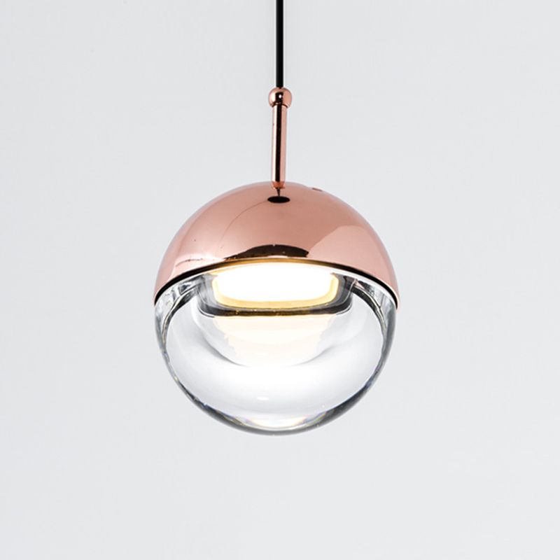 Luz de colgante de sombra de globo de lujo, iluminación colgante acrílica simple en oro para dormitorio