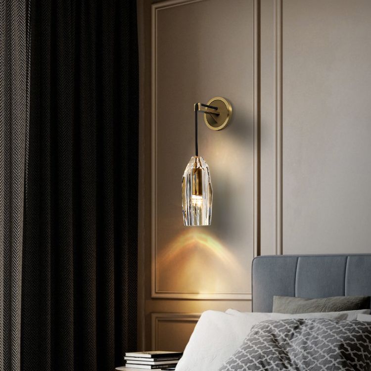 Crystal Gold LED Wall Lamp in Modern Luxury Style Copper Hanging Wall Sconce for Interior Spaces
