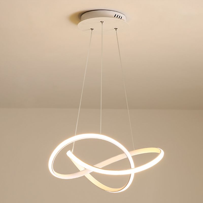 Lacquered Iron LED Pendant Light in Modern Luxury Style Acrylic Linear Chandelier for Dining Room