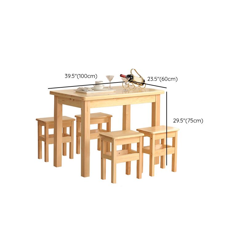 Modern 1/5 Piece Solid Wood Dining Room Rectangle Furniture Set