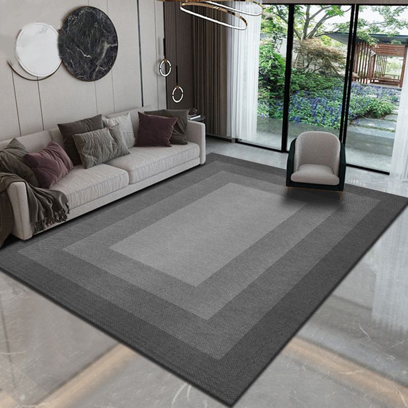 Blue Living Room Rug Geometric Print Polyester Area Rug Non-Slip Backing Area Carpet