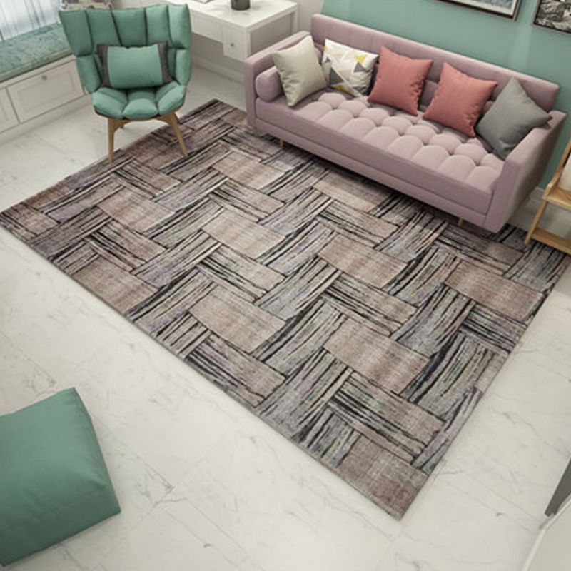 Nordic Living Room Rug Multicolor Abstract Print Area Carpet Polyster Easy Care Machine Washable Indoor Rug