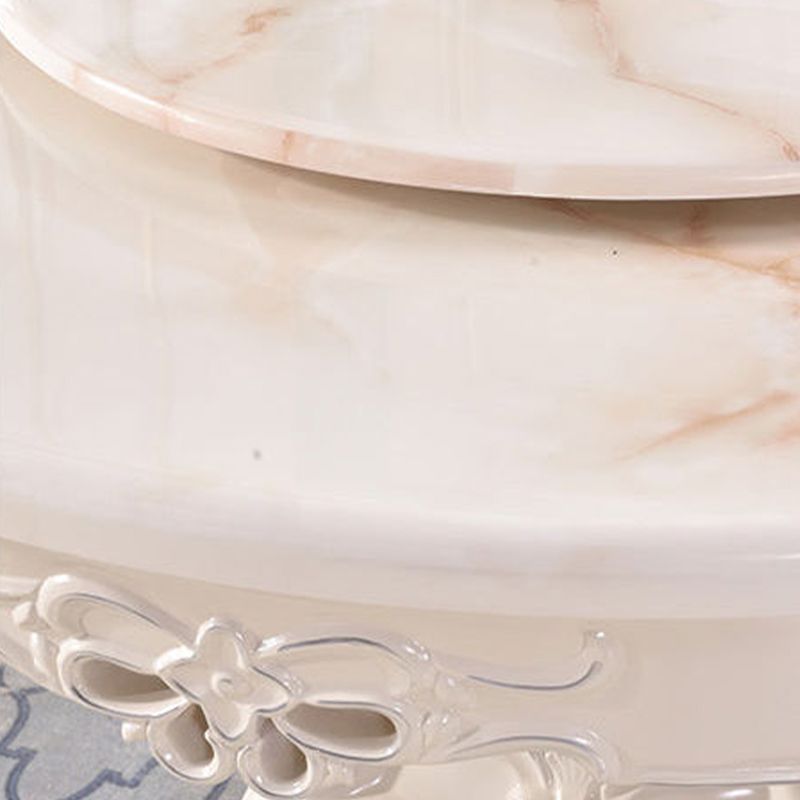 Round Marble Dining Site Table Pedestal Base Dining Room Collection with Turntable