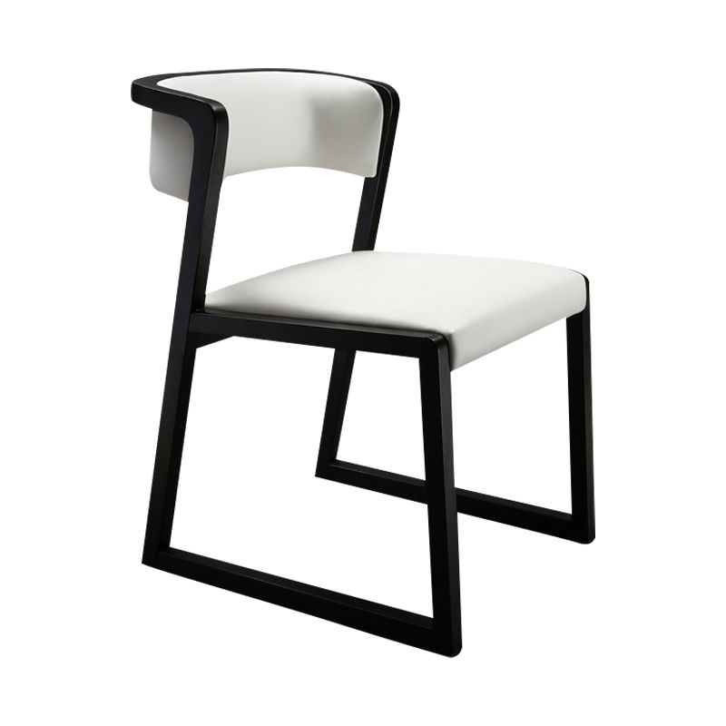 Open Back Side Chair Industrial Style PU Leather Dining Chairs for Home