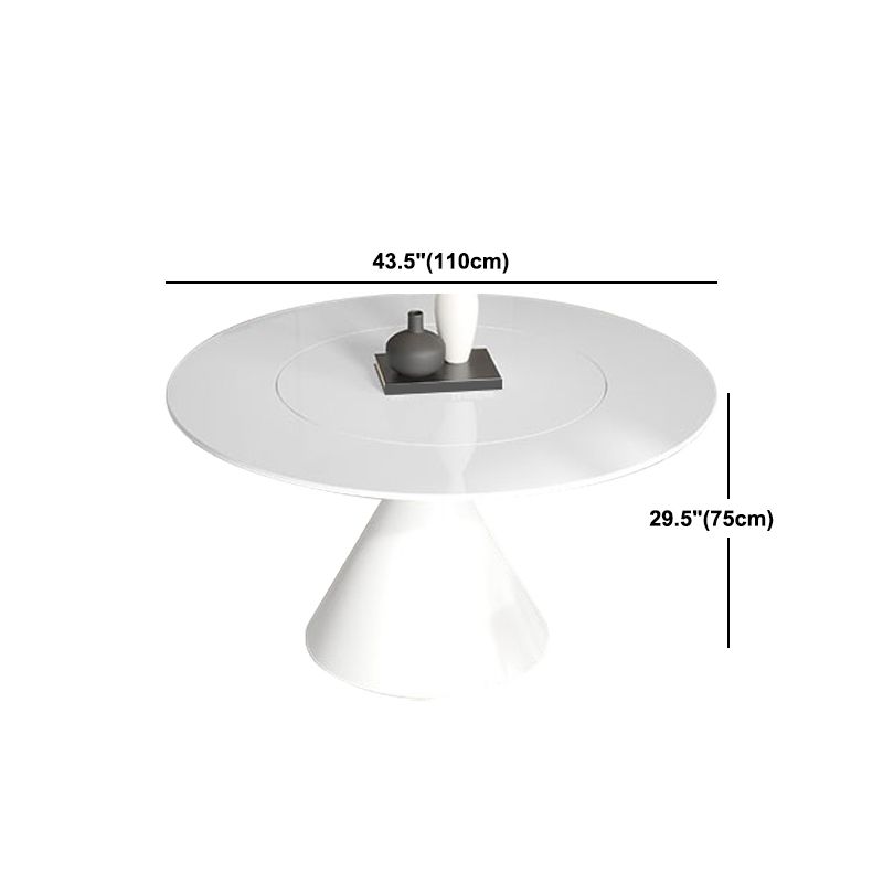 Round Stone Dining Table Modern Pedestal Dining Table in White and Black