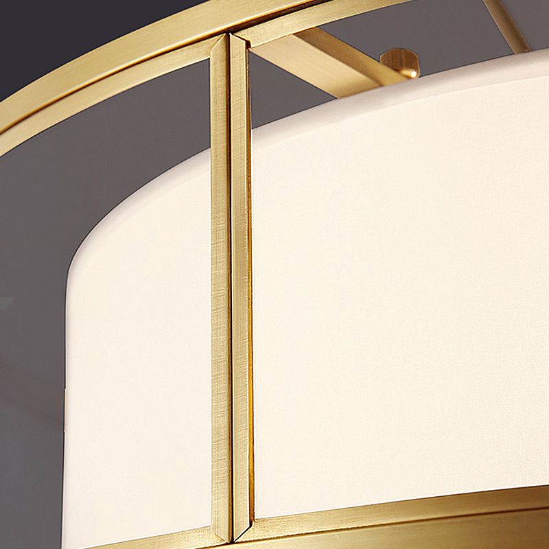 4-Light Modern Shaded Drum Chandelier Glass Ceiling Light with Textile Accent