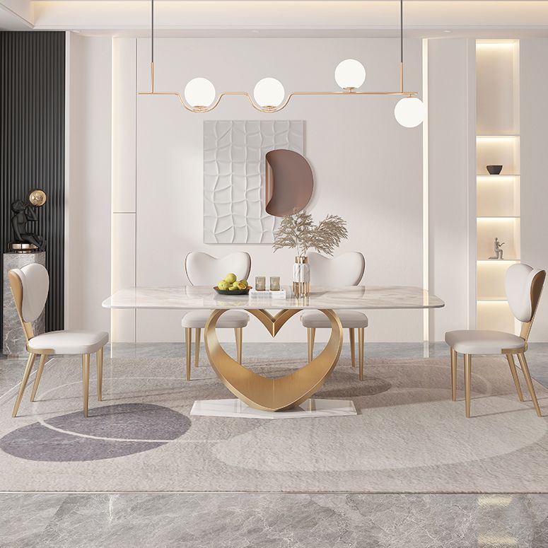 1/4/5/7/9 Pieces Dining Chairs Set  Sintered Stone Dining Table Set Rectangle Table