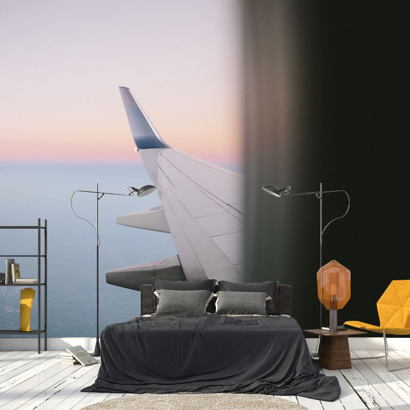 Plane Transportation Mural Stain Resistant Meeting Room Wall Decor, Made to Measure