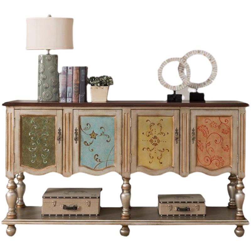 French Country Rectangle Console Table Rubber Wood Console Accent Table for Hall