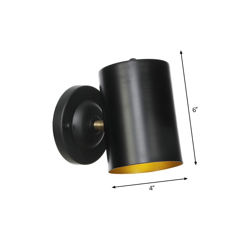 1 luminaire mural cylindrique léger Ferme de finition noire Mont métallique Mount Mount pour le chevet, 4 "/ 6" W