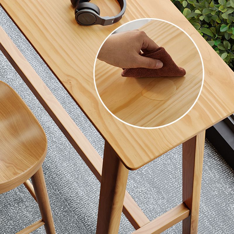 Modern Rectangle Pub Table Set 1/2/4 Pieces Wooden Counter Table with Backless Stools