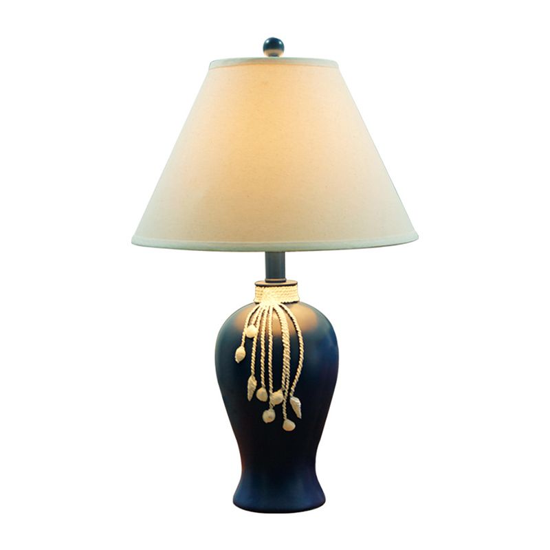 Lámpara de mesa nocturna con forma de ballena Luz de mesa de tela de 1 bombilla en azul para sala de estar