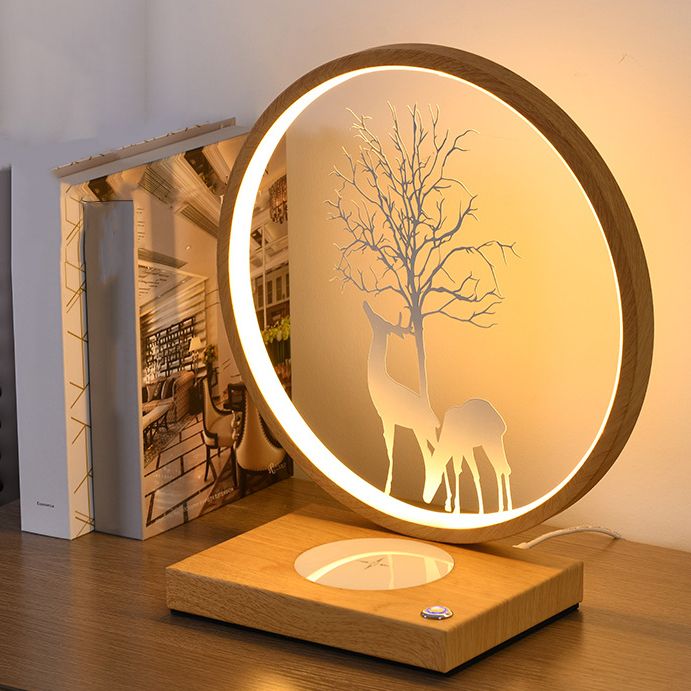 Modern Style Circle Shape Table Light Metal 1 Light Nightstand Lamps for Bedside