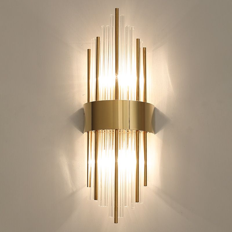 Modern Style Rhombus Wall Sconce Crystal 2 Light Sconces for Living Room