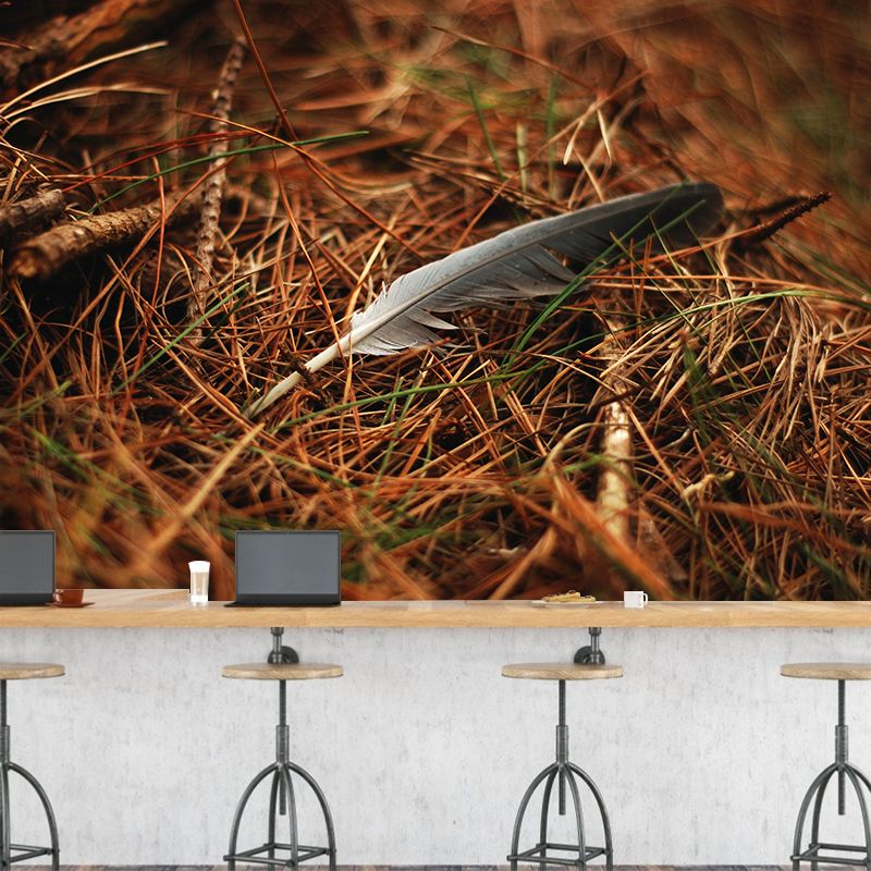 Photography Modern Pastel Color Mural Wallpaper with Beautiful Feathers for Girls' Bedroom