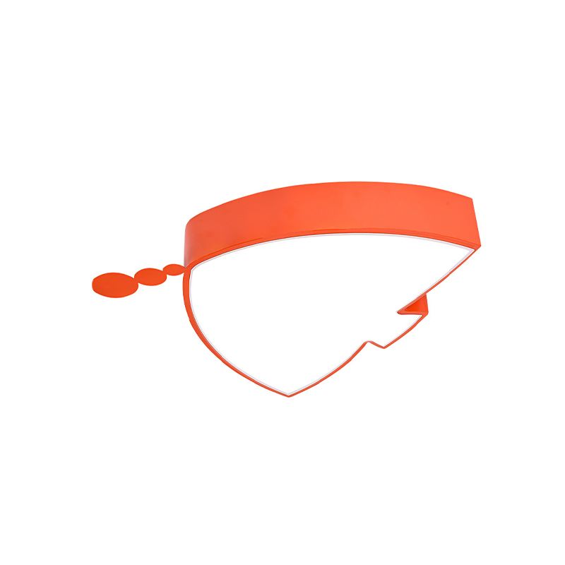 Triangle Fish Kids Play Room Flushmount Iron LED Cartoon Ceiling Flush Mount Light Fixture in Orange