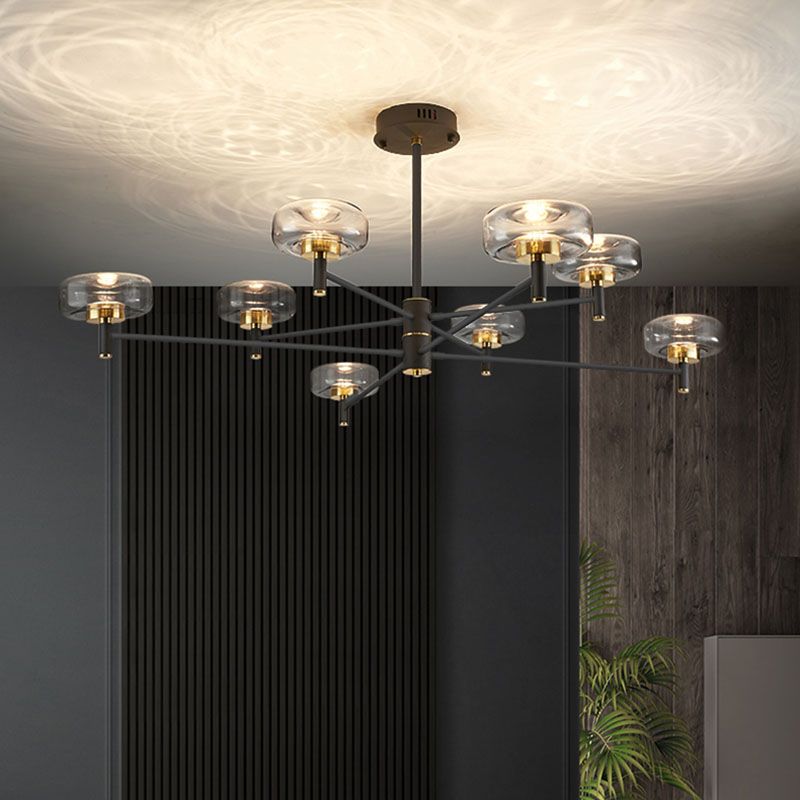 Modern Black Sputnik Chandelier Light Fixtures Aluminum Hanging Lamp for Living Room