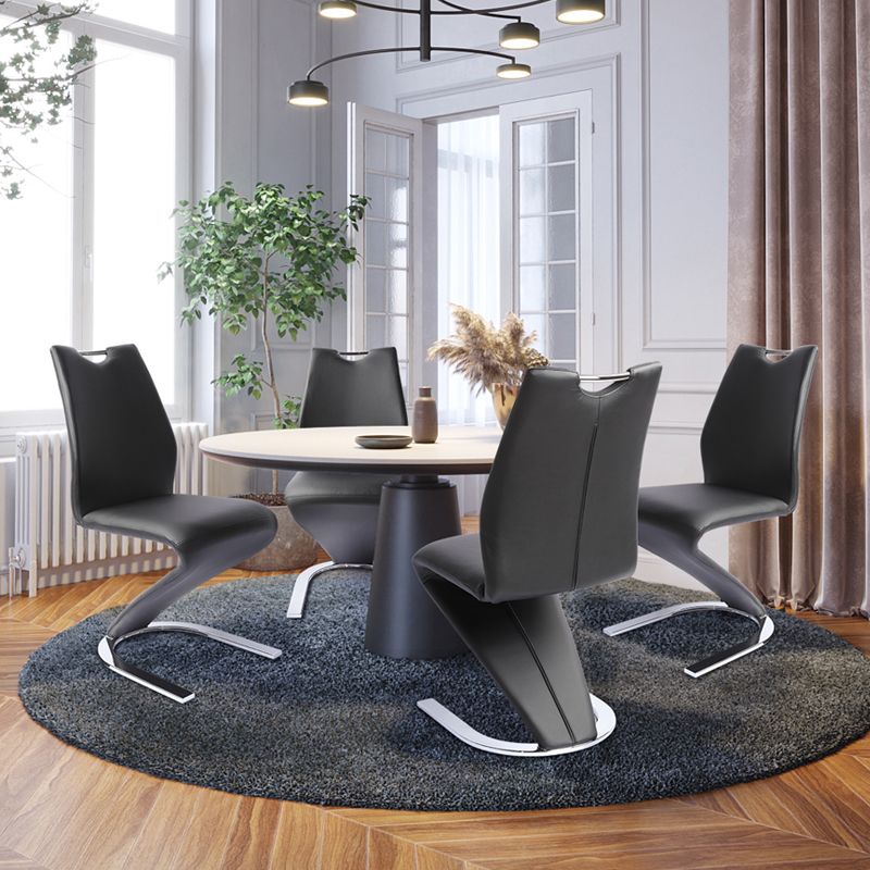 Silla de comedor de cuero PU moderna, sillas de comedor de metal sin brazos para uso en restaurantes