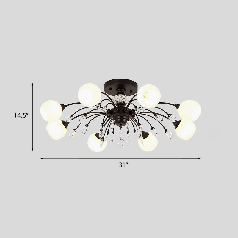 8 cabezas Candelier de vidrio blanco Candelier Moderno Meteor Diseño de meteoritos Luz de techo de dormitorio con acento de cristal