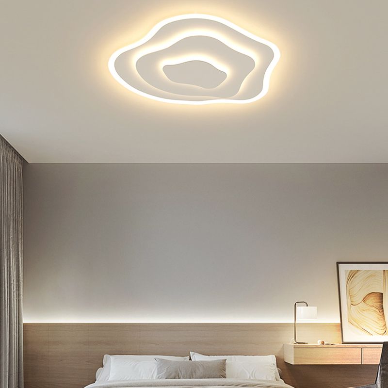 Single White Modern LED Flush Mount Lighting Unique Ceiling Light for Bedroom