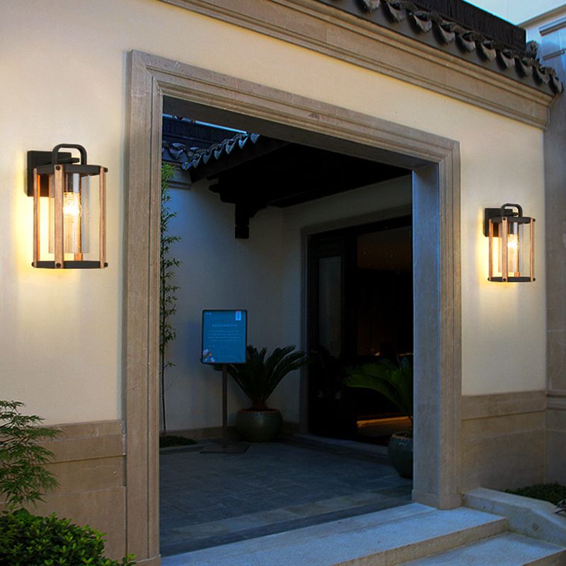 Industrial Metal Wall Light Cage Shape 11.5" High Wall Sconce with Glass for Outdoors