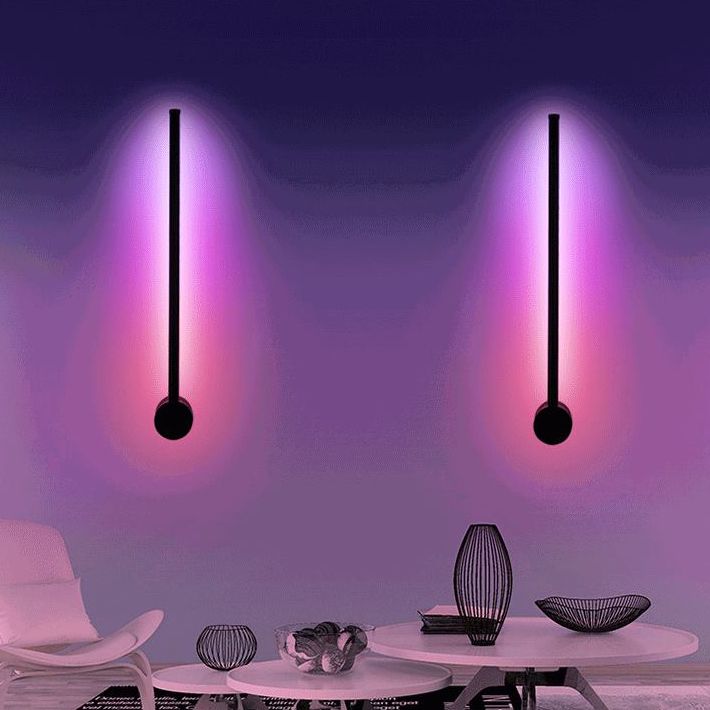 Luz de pared de dormitorio negro de aluminio de estilo simple moderno