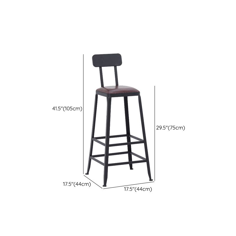 Industrial Dining Stools Low Back Bar Stools with Black Metal Base