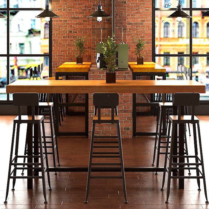 Industrial Style 1/2/7 Pieces Bar Table Set Rectangle Bar Table with High Stools