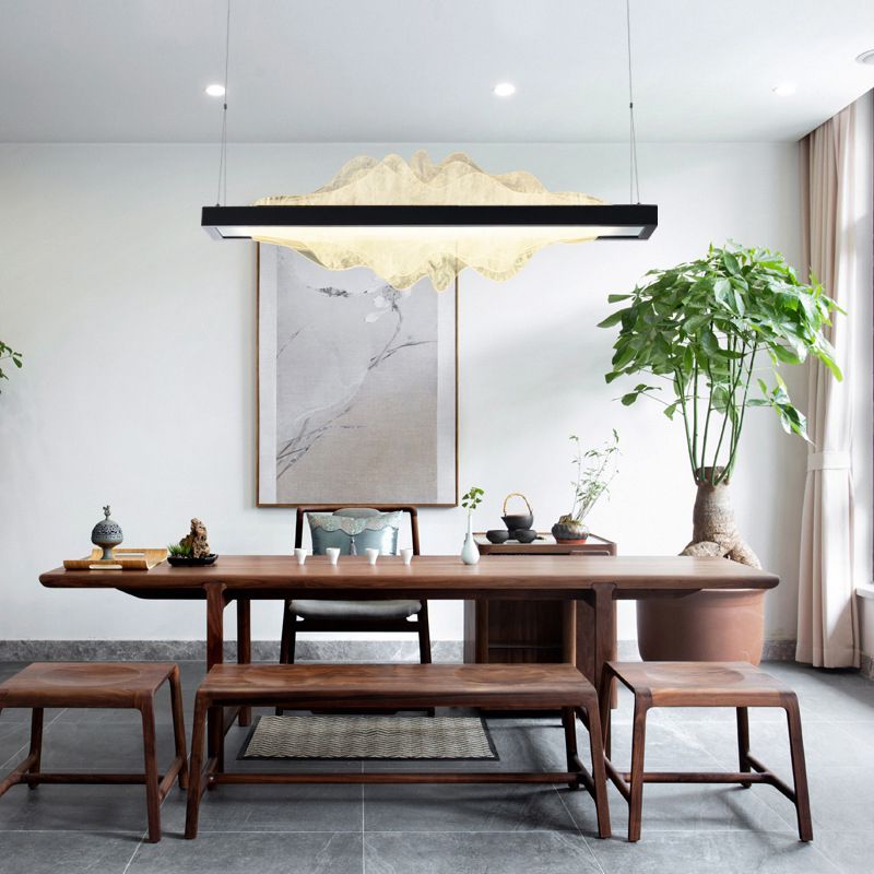 Modern Metal Chandelier Lamp Linear 1-light LED Island Pendant for Dining Room