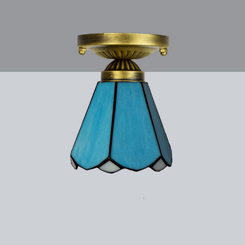 Plafonnier semi-encastré ombré Tiffany à une ampoule en verre teinté