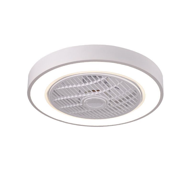 Modern Concise LED Ceiling Fan Light Lacquered Iron Circular Macaron Ceiling Fans with Acrylic Shade