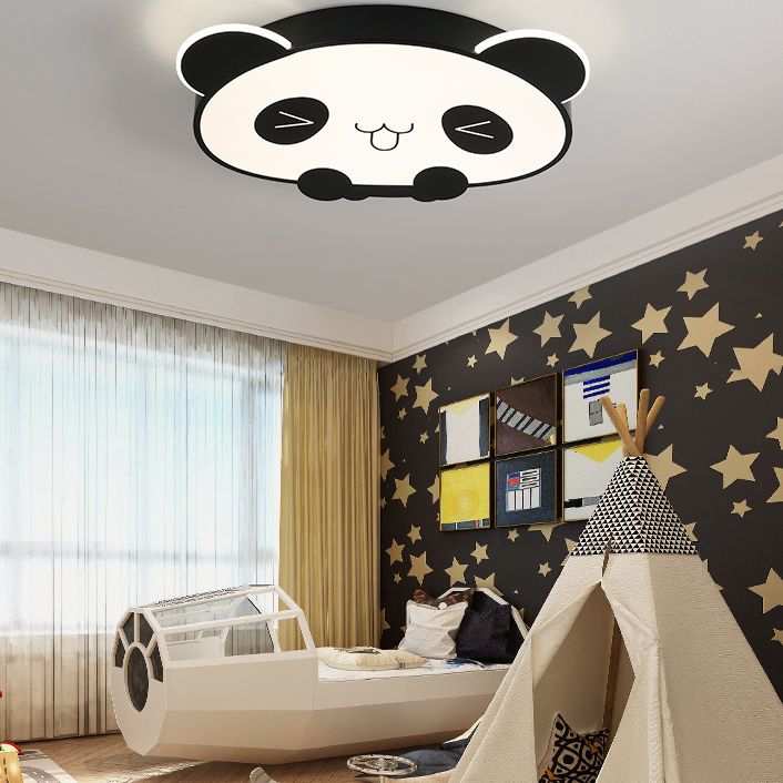 LED Bedroom Ceiling Mount Light Fixture Kids Style Flush Mounted Ceiling Light with Panda Acrylic Shade