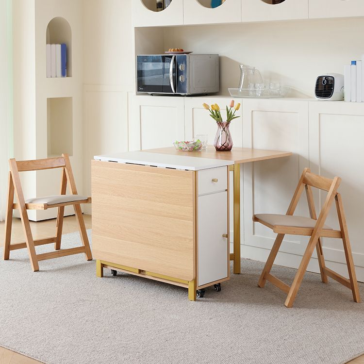 Modern Rectangle Dining Table Wood Drop Leaf Folding for Dining Room