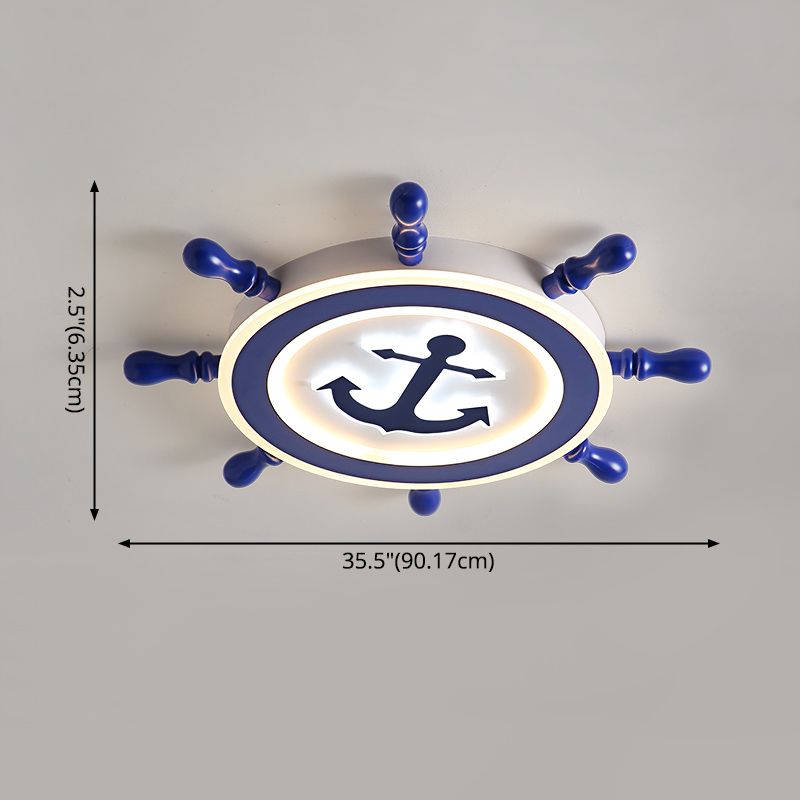 Bleu Rudder LED Ceiling Fixture in Kids Creative Style Wrought Iron Flush Mount with Acrylic Shade