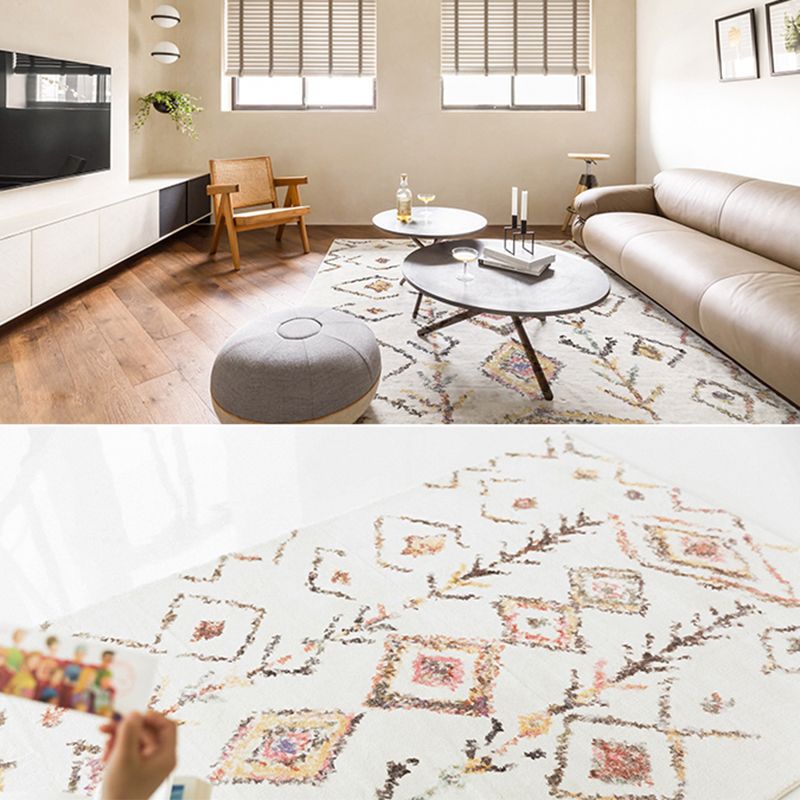 Witte toon woonkamer tapijt retro tribale totem afdruksgebied vloerkleed polyester met niet-slip achterste tapijt