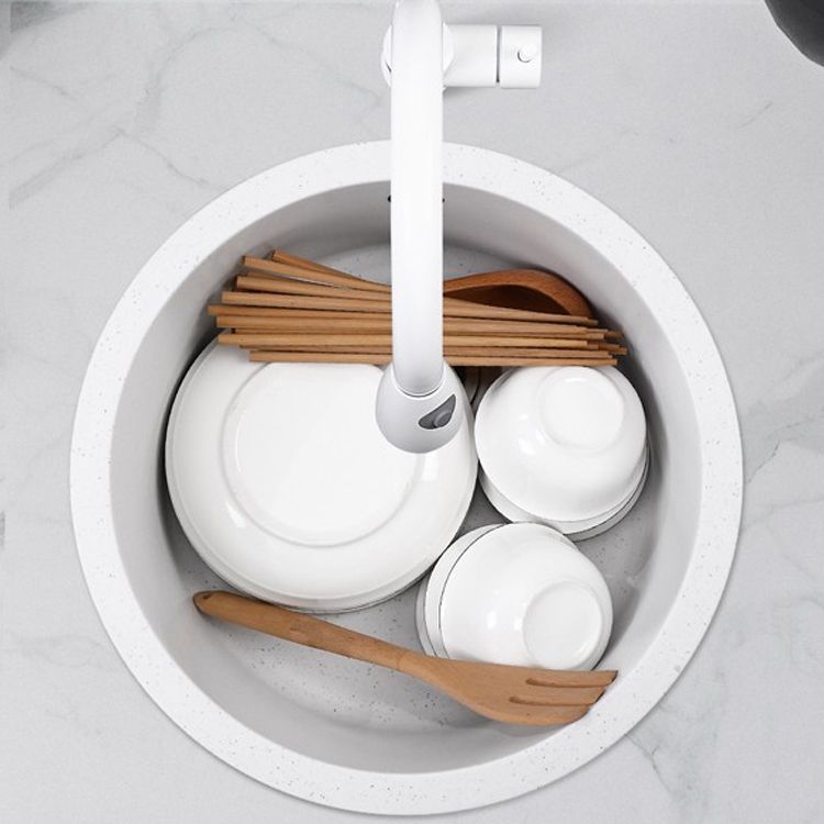 Contemporary Style Kitchen Sink Overflow Hole Design Drop-In Quartz Kitchen Sink